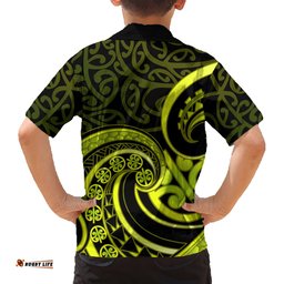 Lime Green New Zealand Mangopare Hawaiian Shirt Aotearoa Maori Koru Style