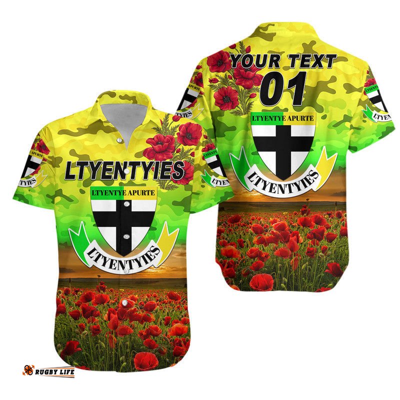 Custom Personalised Ltyentye Apurte ANZAC Hawaiian Shirt Poppy Vibes Ltyentyies