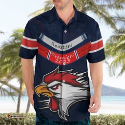 Custom Roosters Permier Hawaiian Shirt NRL Mascot with Aboriginal