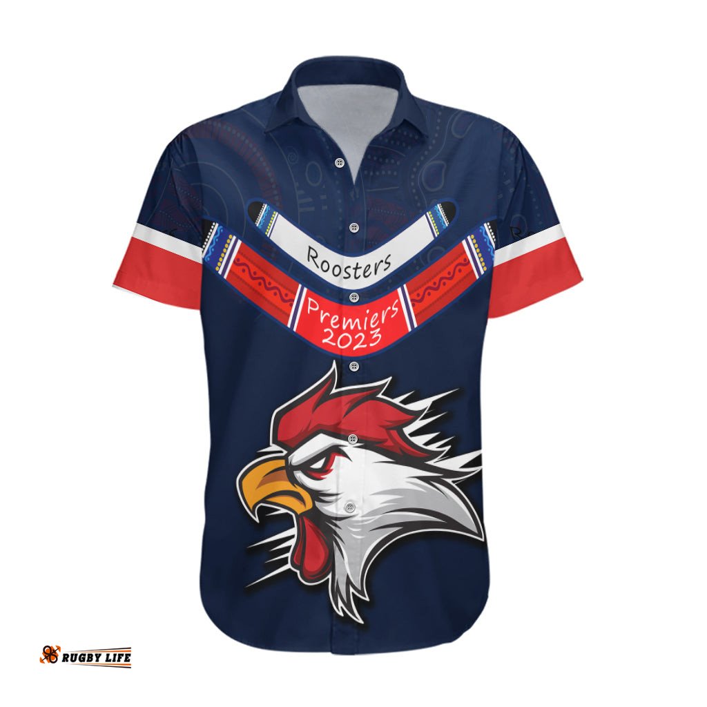 Custom Roosters Permier Hawaiian Shirt NRL Mascot with Aboriginal