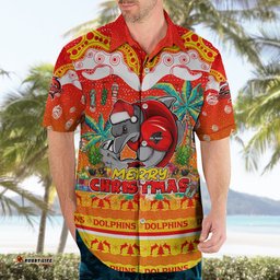 Dolphins Christmas Hawaiian Shirt Merry Xmas NRL Australia Rugby