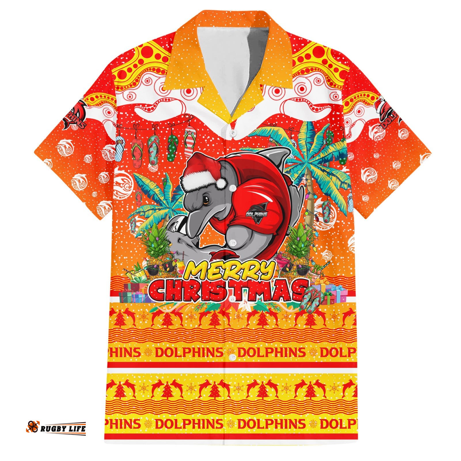 Dolphins Christmas Hawaiian Shirt Merry Xmas NRL Australia Rugby