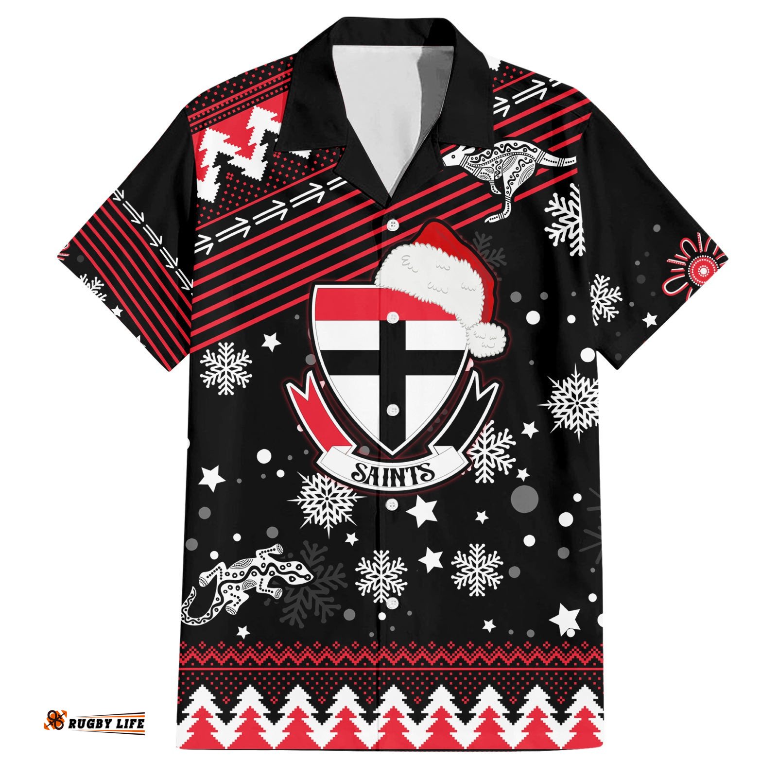 Custom St Kilda Saints Football Hawaiian Shirt Christmas Vibe