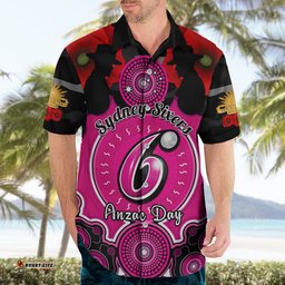 Sydney Sixers ANZAC 2024 Hawaiian Shirt Lest We Forget Poppy Mix Camouflage