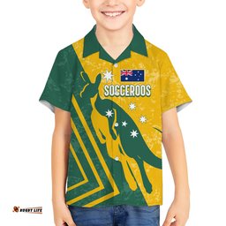Personalised Australia Soccer Hawaiian Shirt Green & Gold Go Socceroos
