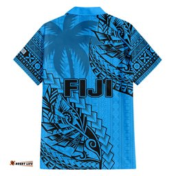 Fiji Rugby Hawaiian Shirt Kaiviti Fijian Tribal World Cup Blue No1
