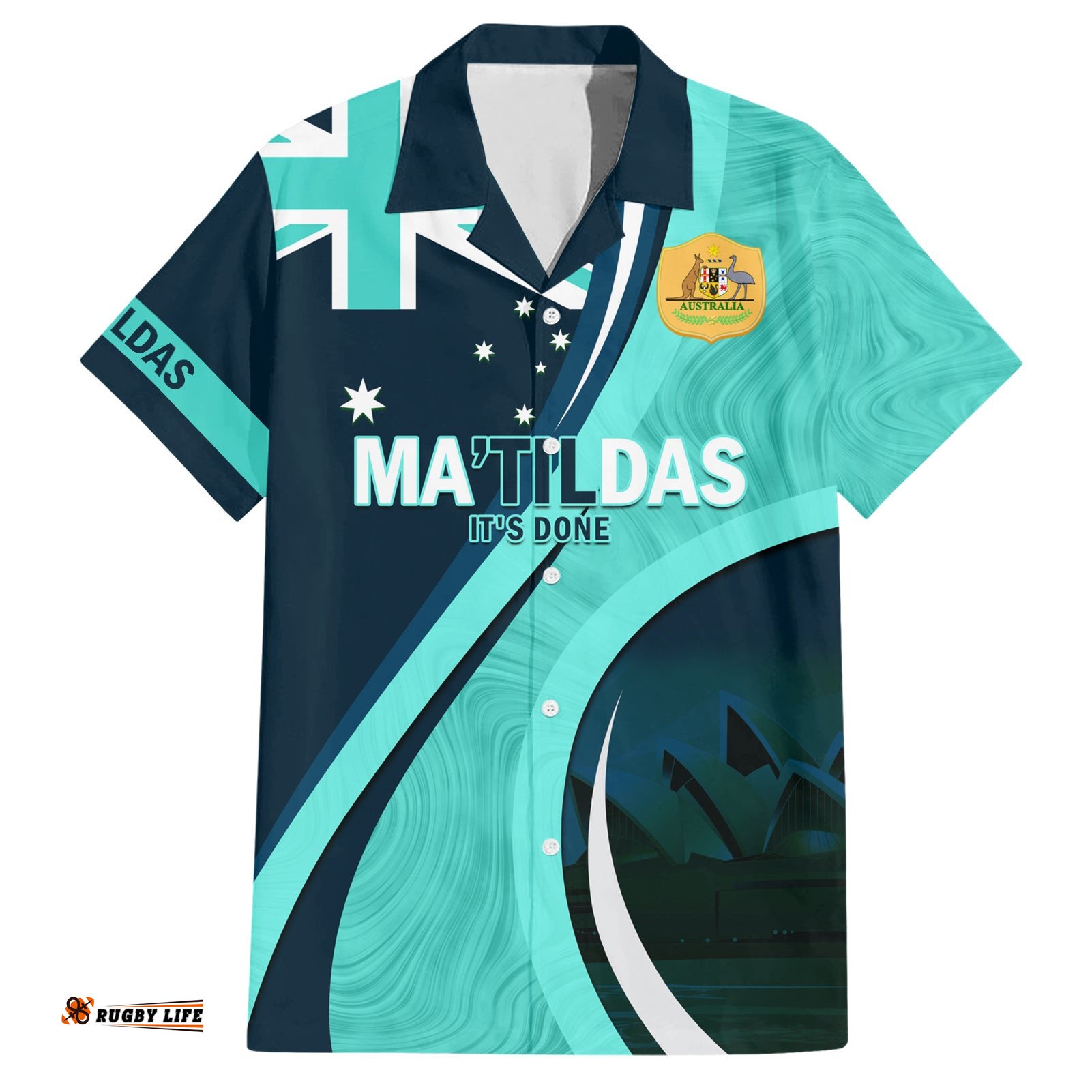 Matildas Soccer Hawaiian Shirt 2024 Happy Australia Day Kangaroo Aussie Proud Turquoise