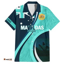 Matildas Soccer Hawaiian Shirt 2024 Happy Australia Day Kangaroo Aussie Proud Turquoise
