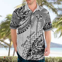 Custom Fiji Rugby Hawaiian Shirt Kaiviti Fijian Tribal World Cup White