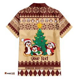 Australia Penguin Christmas Argyle Pattern Personalised Hawaiian Shirt