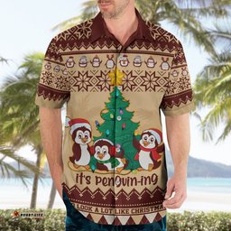 Australia Penguin Christmas Argyle Pattern Personalised Hawaiian Shirt