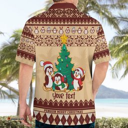 Australia Penguin Christmas Argyle Pattern Personalised Hawaiian Shirt