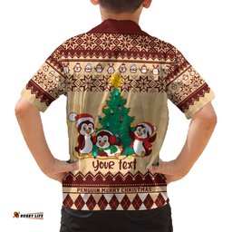Australia Penguin Christmas Argyle Pattern Personalised Hawaiian Shirt