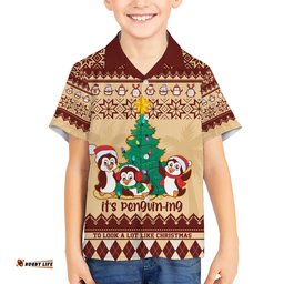 Australia Penguin Christmas Argyle Pattern Personalised Hawaiian Shirt