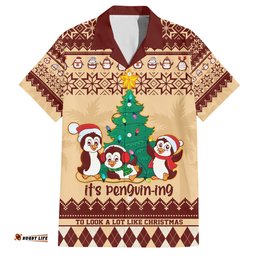 Australia Penguin Christmas Argyle Pattern Personalised Hawaiian Shirt