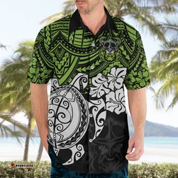 Custom Raiders Rugby Hawaiian Shirt Canberra Hibiscus and Turtle With Polynesian Pattern