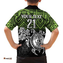 Custom Raiders Rugby Hawaiian Shirt Canberra Hibiscus and Turtle With Polynesian Pattern