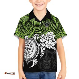 Custom Raiders Rugby Hawaiian Shirt Canberra Hibiscus and Turtle With Polynesian Pattern
