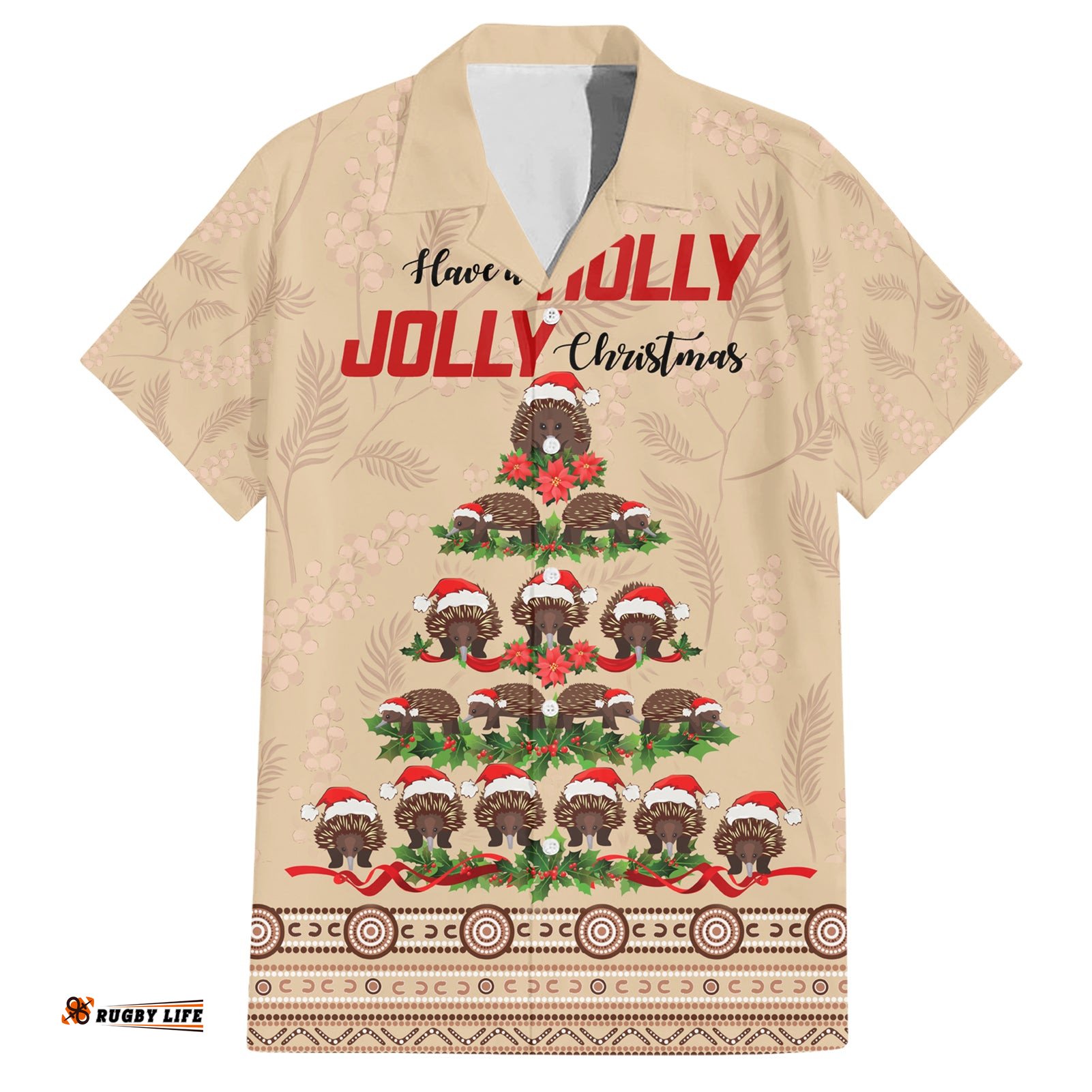 Holiday Lighting Santa Echidna Christmas Tree Hawaiian Shirt