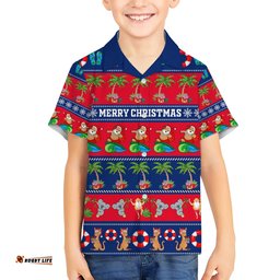 Personalised Australia Christmas Hawaiian Shirt Aussie Santa Claus Beach Xmas Vibes