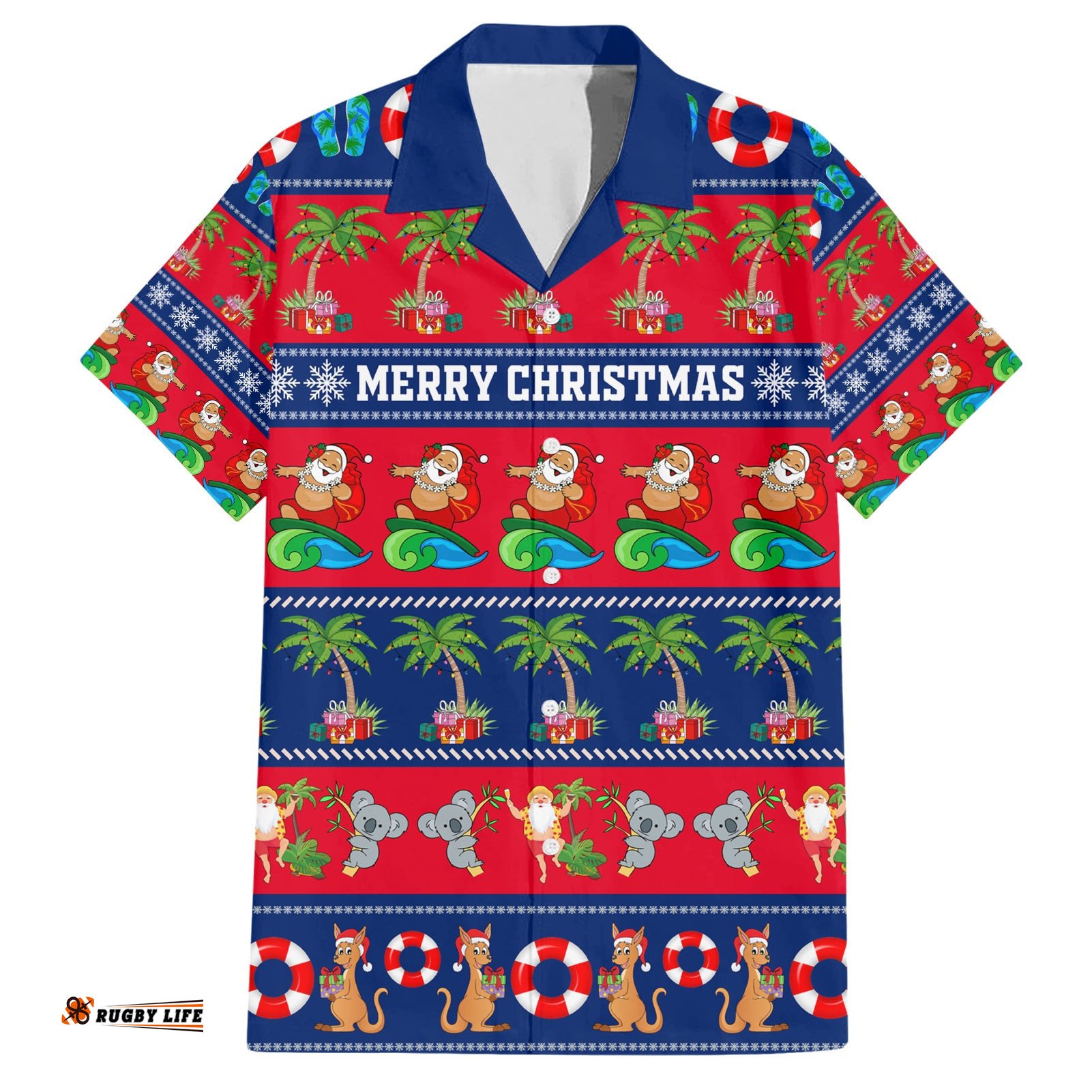 Personalised Australia Christmas Hawaiian Shirt Aussie Santa Claus Beach Xmas Vibes
