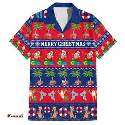 Personalised Australia Christmas Hawaiian Shirt Aussie Santa Claus Beach Xmas Vibes