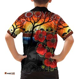 ANZAC Day Australia Poppy Flower Hawaiian Shirt Aboriginal Style