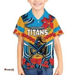 Custom GLD Titans Rugby ANZAC Hawaiian Shirt Gallipoli Soldier With Aboriginal Art