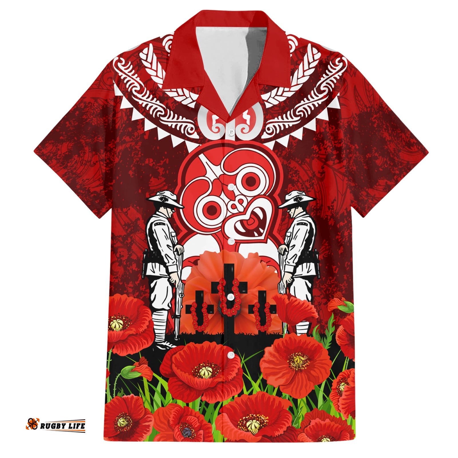 New Zealand ANZAC Waitangi Day Hawaiian Shirt Hei Tiki and Soldier