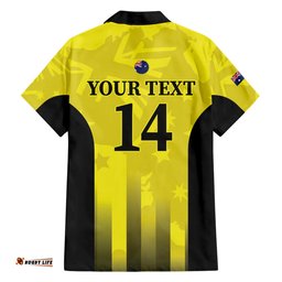 Custom Australia Cricket Hawaiian Shirt 2024 World Cup Go Aussie Gold Version
