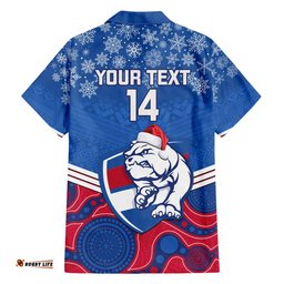 Custom Bulldogs Football Christmas Hawaiian Shirt Merry Xmas Mix Aboriginal Art
