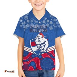 Custom Bulldogs Football Christmas Hawaiian Shirt Merry Xmas Mix Aboriginal Art