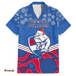 Custom Bulldogs Football Christmas Hawaiian Shirt Merry Xmas Mix Aboriginal Art