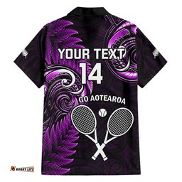 Custom New Zealand Tiki Tennis Hawaiian Shirt 2024 Aotearoa Tenehi Maori Silver Fern Purple