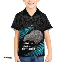 Custom New Zealand Silver Fern Rugby Hawaiian Shirt Pacific Kia Haka Kiwis With Maori Ta Moko