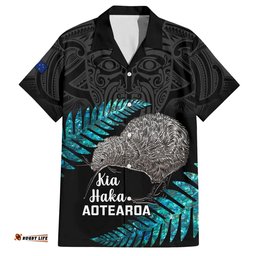 Custom New Zealand Silver Fern Rugby Hawaiian Shirt Pacific Kia Haka Kiwis With Maori Ta Moko