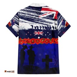 New Zealand and Australia ANZAC Day Hawaiian Shirt Lest We Forget Red Poppy Flowers and Soldier