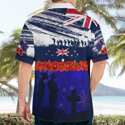New Zealand and Australia ANZAC Day Hawaiian Shirt Lest We Forget Red Poppy Flowers and Soldier