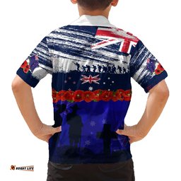 New Zealand and Australia ANZAC Day Hawaiian Shirt Lest We Forget Red Poppy Flowers and Soldier