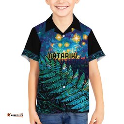 Matariki Te Tau Hou Maori Hawaiian Shirt New Zealand Silver Fern Night Starry Sky