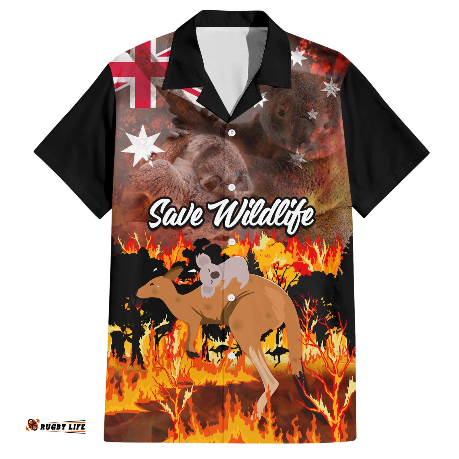 Personalised Save Wildlife Australia Hawaiian Shirt Bushfire Awareness