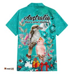 Kookaburra and Cockatoo Hawaiian Shirt Australia Merry Christmas Aboriginal Teal Style