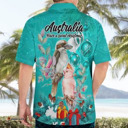 Kookaburra and Cockatoo Hawaiian Shirt Australia Merry Christmas Aboriginal Teal Style