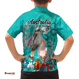 Kookaburra and Cockatoo Hawaiian Shirt Australia Merry Christmas Aboriginal Teal Style