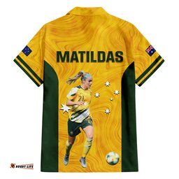 Australia Soccer Hawaiian Shirt Ellie Carpenter Matildas Gold Version