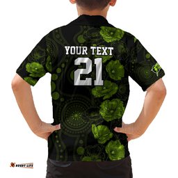 Thunder Cricket Never Forget Custom Hawaiian Shirt ANZAC Day with Poppy Aboriginal
