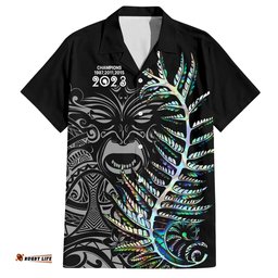 Custom New Zealand Rugby Hawaiian Shirt NZ Black Fern Champions History With Papua Shell