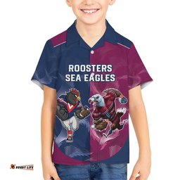 RoostersSea Eagles Rugby Custom Hawaiian Shirt Half Grunge Style