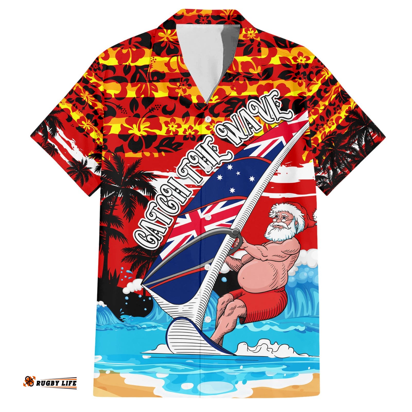 Australia Surfing Christmas Hawaiian Shirt Catch The Wave