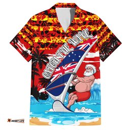 Australia Surfing Christmas Hawaiian Shirt Catch The Wave